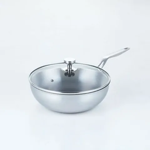 핀일로 인덕션 통5중 포스코304 클린스텐 궁중프라이팬 + 유리 뚜껑 28cm 1개, 28cm × 1개