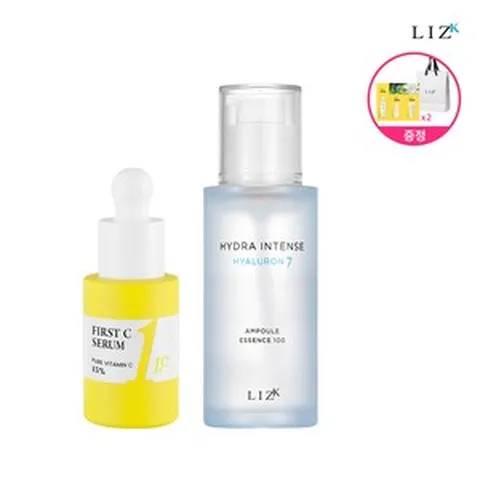 [선물세트] 퍼스트씨 비타민C 세럼 20ml 1개 + 수분 앰플 에센스 50ml 1개 (주름미백 수분보습 탄력) + (증정)체험용 시트런3종+쇼핑백, 70ml