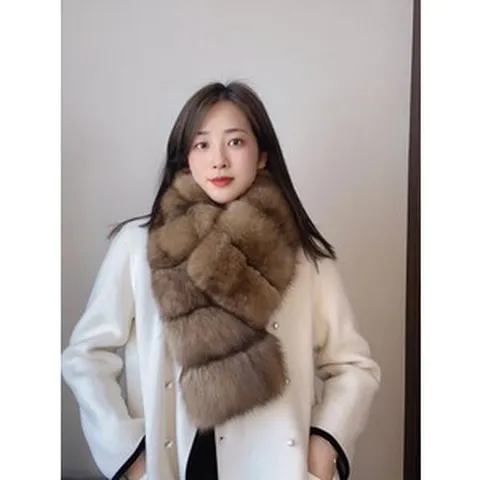 밍크털 머플러 희귀하고 합리적인 가격의 럭셔리 모델! 전체 피부 세이블 모피 스카프 모피 스카프 여성 겨울 밍크 모피 칼라 겨울 따뜻한 밍크, B_다크 커피