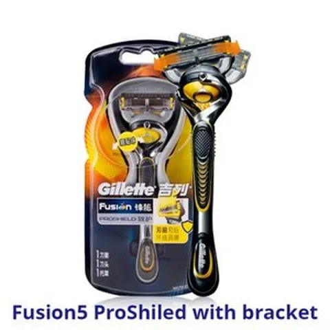 질레트 퓨전 프로글라이드 프로쉴드 안전 미끄럼 방지 수동 면도기 5 레이어 날카로운 남성 제모, 1개, 1개입