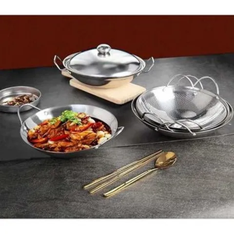 샐러드마스터냄비 스텐 스텐팬 후라이팬 업소용 멀티팟, 26cm 둥근바닥 건조팬, 1개