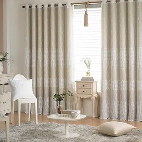 한스데코 눈꽃 레이스 이중 암막 커튼 세트 대형