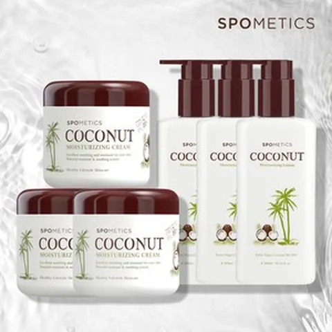 [KT알파쇼핑][스포메틱스] 코코넛 모이스춰라이징 로션 300ml x 3ea + 크림 300ml x 3ea SET, 1개
