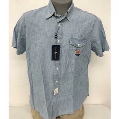 폴로 인디고 면 Button Up S/S 남성 셔츠 사이즈 L 라지 2986437