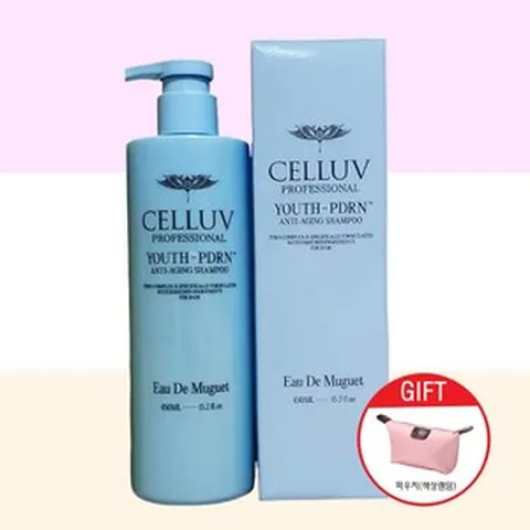 최신상 셀럽 탈모샴푸 YOUTH PDRN 샴푸 450ml 연어샴푸 헤어볼륨 약산성 + 파우치증정