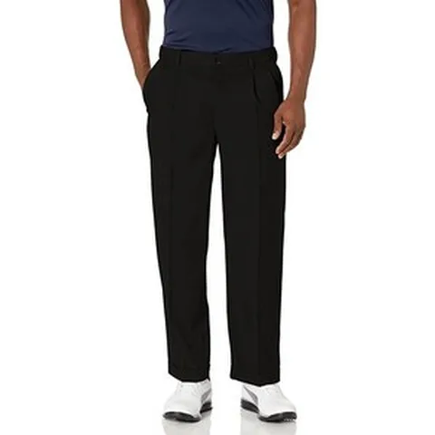 PGA TOUR 남성용 더블 플리츠 확장 가능한 허리 밴드 바지 블랙 아이리스 40W x 32L