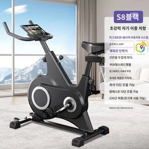 스피닝 바이크 가정용 실내 스포츠 바이크 음소거 운동기구 마그네트론 발 유산소 전용, 블랙-물리적 이중저항-두꺼운 프레임-차체 키우