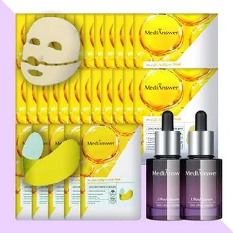 메디앤서 비타 콜라겐 마스크 얼굴팩 25매+목팩 5매+리프트씰세럼 30ml 2개/미백 주름, 1개
