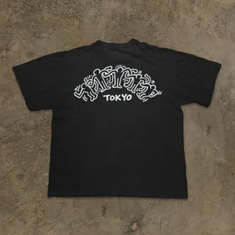 봄바스튜디오 키스해링커플 반팔티셔츠250g 순면소중디자인