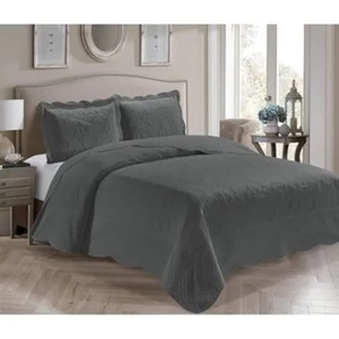 홈컬렉션 3피스 오버사이즈 엠보싱 단색커버 베란다 베로니카 석탄 킹캘리포니아 킹, Charcoal, King/California King