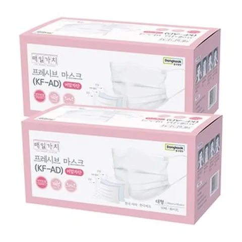 동국제약 프레시브 마스크(KF-AD) 50매, 50매 x2박스, 화이트, 2개