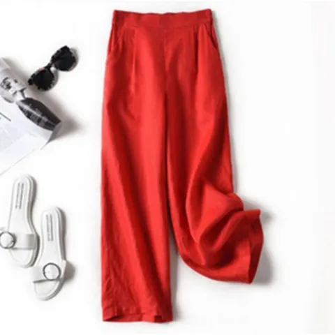 여성 허리 뒷밴딩 8부 마바지 린넨팬츠