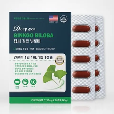 [건강기능식품] 동신헬스케어 동신헬스케어 딥씨 징코 빌로바 750mgx60캡슐, 1개, 60정