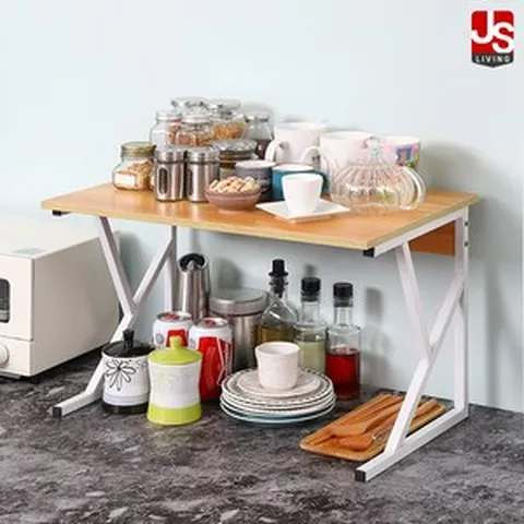 JS리빙 다용도 주방 정리 선반 원목 키친 틈새 진열대 밥통 다이 조립식 렌지대 1단 미니 받침대 식탁 보조 정리대 싱크대 홈카페 @JSLIVING <Model : Na-6943>, 모던디자인 [가로54cmX폭30cm] 단품, 1개