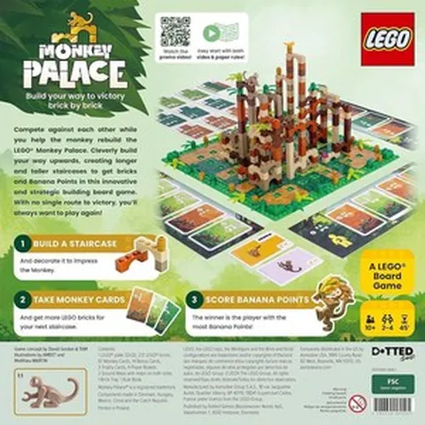 Monkey Palace: A Lego 보드 게임 - Brick으로 승리 벽돌로 가는 길을 만들어보세요! 어린이 및 성인을 위한 재미있는 가족 벽돌 만들기 게임 만 10세 이상