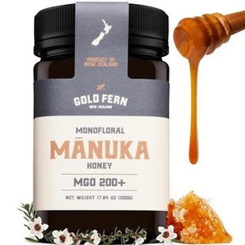 Gold Fern Honey - 생 뉴질랜드 마누카 꿀 | 0.5kg(1파운드) 인증 모노플로랄 MGO 200+ | 순수 천연 살균되지 않은 비여과 슈퍼푸드 꿀 벌집에서 손까, 1개