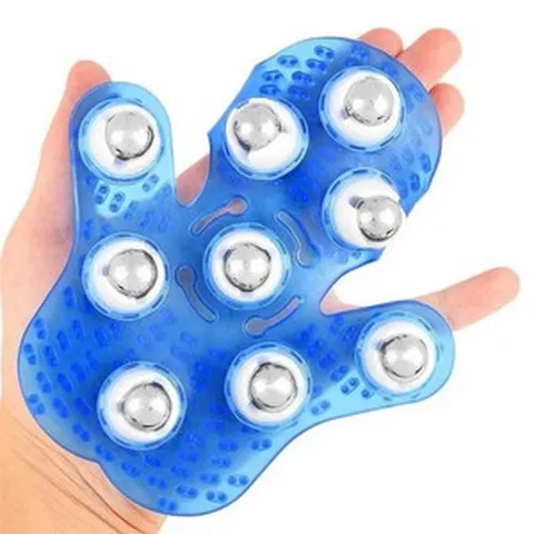 손마사지 손마사지기 핸드 글러브 9 볼 바디 마사지기 스트레스 해소 액세서리, 01 Blue, 1. Blue