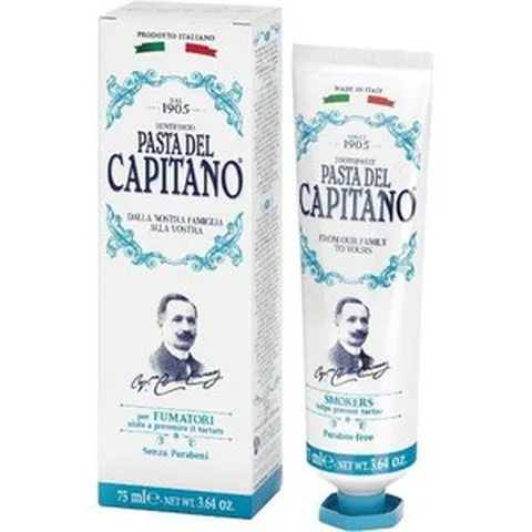 파스타 델 카피타노 1905년 흡연자를 위해 특별히 고안된 흡연 치약 치석 형성 방지 신선한 페퍼민트 맛 100 이탈리아산 75ml 튜브, 1개