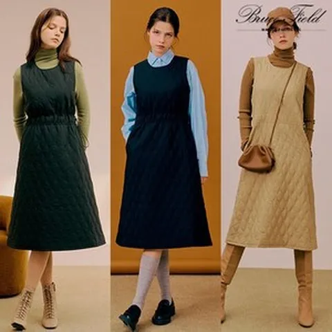 브루스필드 허리스트링 퀼팅 원피스 1종