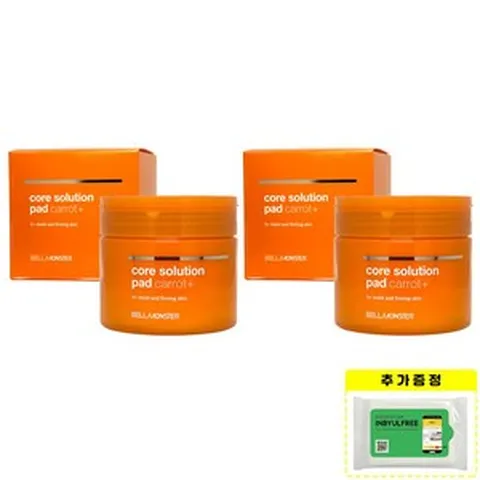 23년 리뉴얼 벨라몬스터 당근패드 70매 캐롯플러스 코어솔루션 1+1, 본품 2통 + 인별프리 물티슈 10매, 2개, 175ml