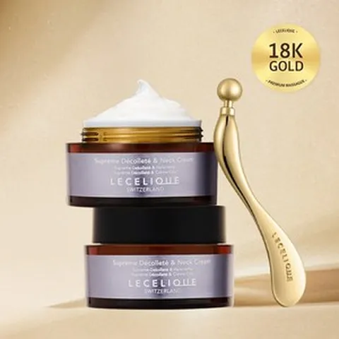 [프로모션 1+1] 르셀리끄 목주름 주름개선 안티에이징 셀프케어 기능성 슈프림 데콜테 앤 넥크림 50ml 2개+18K 황금괄사 SET