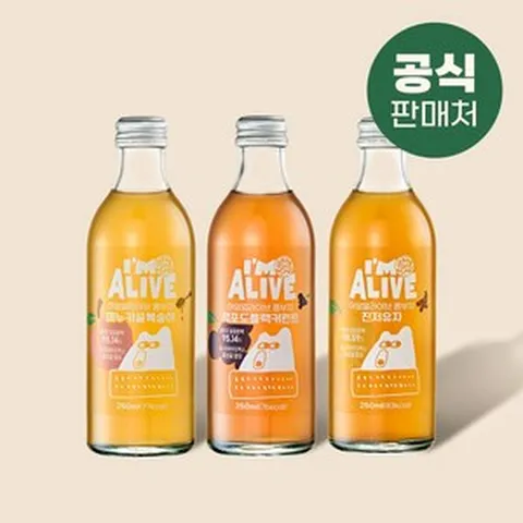 아임얼라이브 콤부차 포스트바이오틱스 혼합 (3가지맛 x 4병) 12병, 250ml, 12개