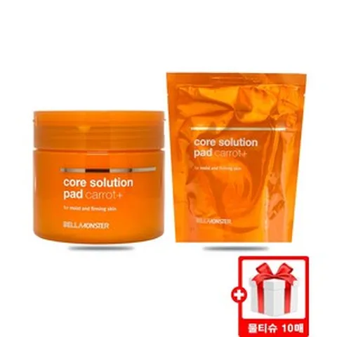23년최신 벨라몬스터 당근 패드 코어 솔루션 캐롯 플러스 본품+리필, 본품 + 리필 + 자사로고 물티슈, 175ml, 1개