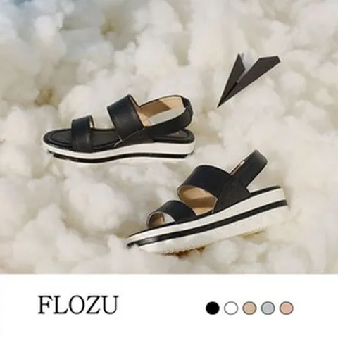 플로주 [플로주] 소가죽 루나 키높이 샌들, 필수선택, 없음/230/화이트