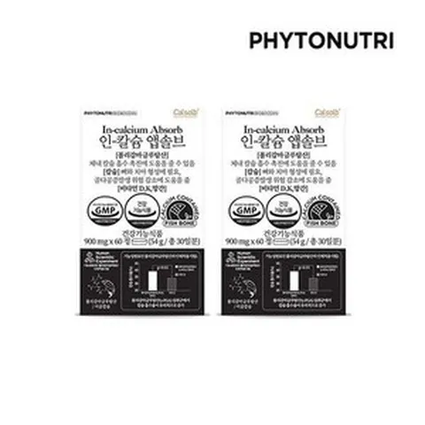 Phytonutri 인칼슘 앱솔브 - 어골 칼슘 폴리감마글루탐산 2개월분, 2개, 60정