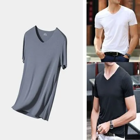 희라미 반팔티셔츠 무봉제 브이넥 쿨 시원한 부드러운 이너웨어 여름 남성남자