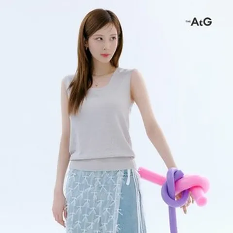 [론칭가 79 900원]더엣지 24SS 프렌치 린넨100 스퀘어넥 니트탑