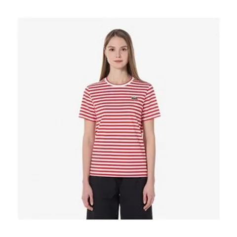 라코스테 여성 스트라이프 반팔 티셔츠 (TF251E-54G240) 레드