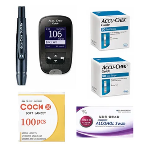 아큐첵 가이드 Accu-Chek Guide 혈당측정기 풀세트(기계세트+시험지100매+호환침110개+알콜솜100매) SW