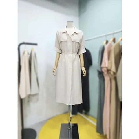 노마드 여름 린넨 정장 셔츠형 맥시 롱 원피스 4S0812