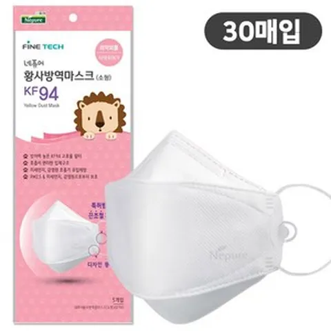 [네퓨어] KF94 끈조절 마스크 25매 30매 황사 미세먼지 마스크, 네퓨어 KF94 소형 6팩(30매)