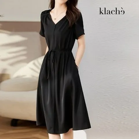 클라셰 (77까지)버튼셔링웨이스트리본원피스_B0853M