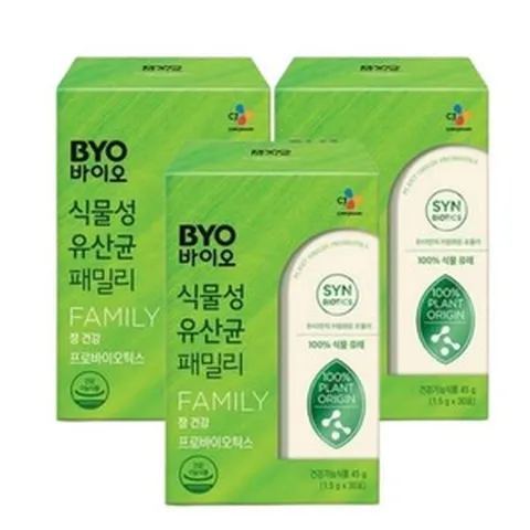 CJ 바이오 식물성유산균 패밀리 30포 x 3박스 온가족데일리유산균으로리뉴얼, 1개, 180g