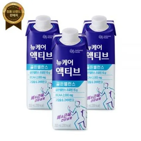 뉴케어 액티브 골든밸런스 프로틴 15g 200ml 24팩 오리지널 어르신 환자 식사대용 [원산지:국산(충청남도 천안시 동남구)]무료교환반품, 당플랜 호두맛 200ml 30팩, 24개