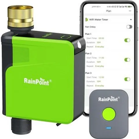 RAINPOINT WiFi 스프링클러 타이머 물주기용 황동 입구 스마트 호스 허브가 있는 정원 호스용 물 APP & 음성 제어 잔디 및 마당용 자동 관개 시스템, 1개