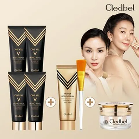 [쇼라단독] 끌레드벨 원킬브이리프팅 마스크팩4+ 대용량세럼1+ 브러쉬1 + 스네일크림 1, 단일속성, 1개
