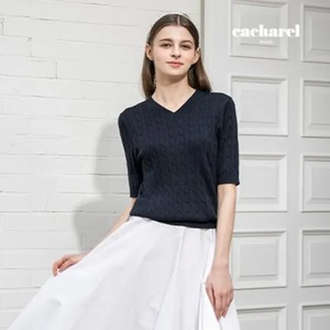 [최저가 ] 까사렐 24SS 린넨블렌드 반팔 V넥 풀오버 4종