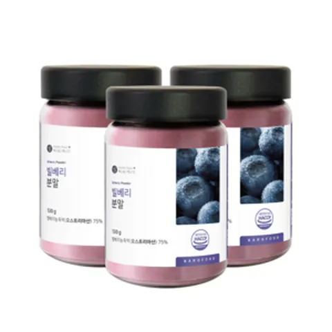 바로푸드 빌베리 분말 야생 블루베리 가루 농축 파우더, 130g 3통, 130g, 3개