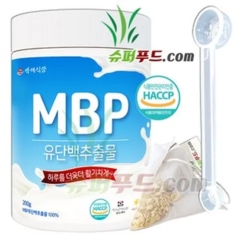 HACCP 식약처 인증 mbp 유 단백 추출물 단백질 MBP 유단백추출물 100% 유단백 추출물분말 유단백추출물분말100% + 슈퍼푸드.com 연자육 티백 통 200g + 1g, 1세트