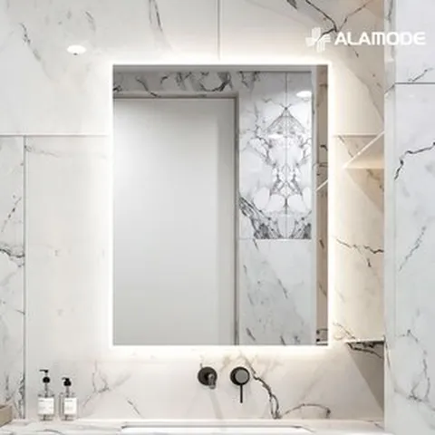 [아라모드] LED 아일랜드 직간접 직사각 조명거울 AM-M103, 500X800, 주백색(4000K) 터치버튼있음, 1개