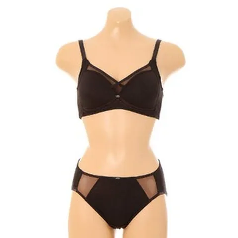 [와코루]WBR1908AB_DB+WPT1908A_DB 편안한 인견 노와이어브라 힙레이스 팬티 세트