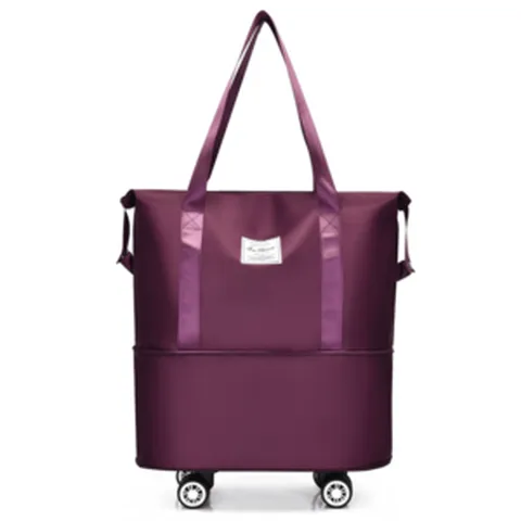 바퀴달린보스턴백 2박3일여행가방 캠핑 보조 제주도 일본 기내 파견, 딥 퍼플 1단 확장 도톰 방수 슬리브 탈부착, 1개