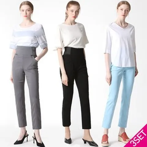 [르오트] 브라운 개미허리 빅밴드 팬츠 3종세트