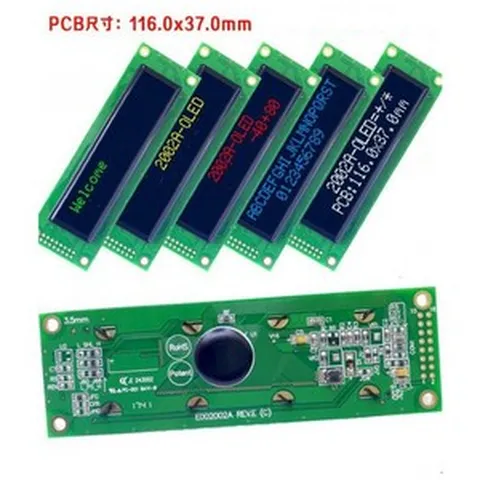 16 핀 2002A-OLED 문자 LCD 화면 WS0010 IC SPI/병렬 인터페이스 영어/일본어/러시아어/서유럽 언어, SPI Green Screen, 1개