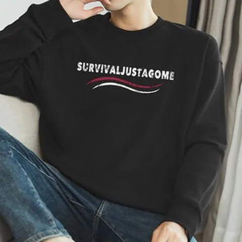 남성용 긴팔 티셔츠 기모 라운드넥 상의