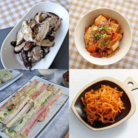 [광주그집반찬]어린이반찬 4종세트(생표고볶음 150g+어묵비엔나볶음 180g+산적꼬치전3 +진미채볶음 80g), 1개